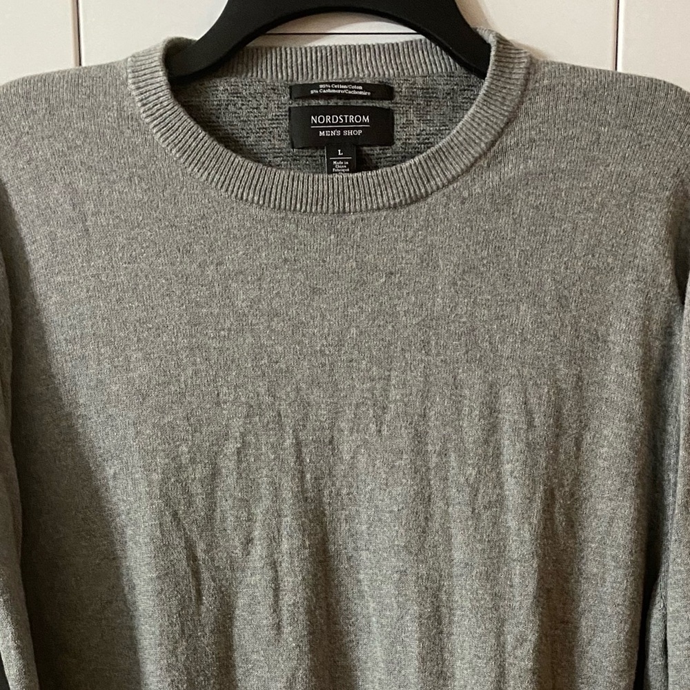 Nordstrom Sweater, Crew neck, Sz L, Neutral, Cotton, Cashmere, old money - Picture 5 of 12